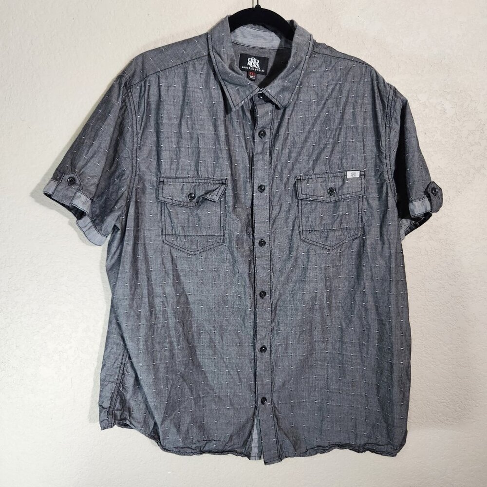 Rock & Republic Shirt Mens 2XL Short Sleeve Button Up Casual Western Pockets